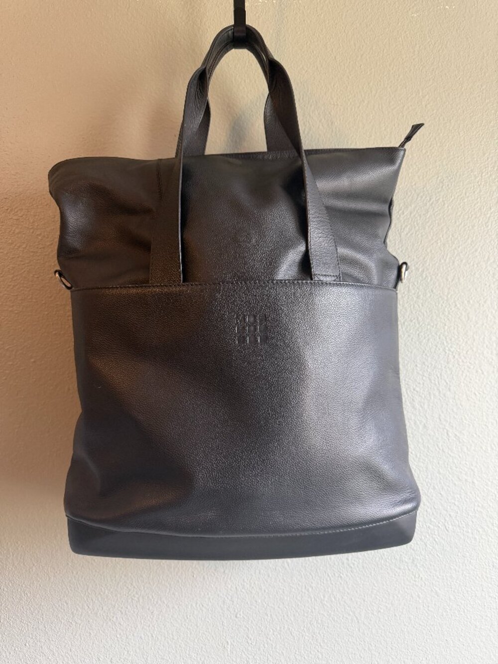 Moleskine 100% Cow Leather Oversized Convertible Tote Weekender Black